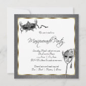 Party Einladungen mit Schwarz-Gold-Masquerade (Rückseite)