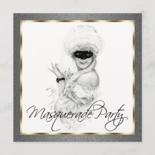 Party Einladungen mit Schwarz-Gold-Masquerade