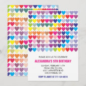 Party Einladungen Rainbow Heart Modern 5th (Vorne/Hinten)