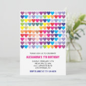 Party Einladungen Rainbow Heart Modern 7TH (Stehend Vorderseite)
