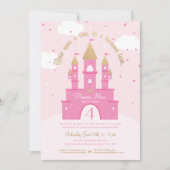 Party Einladungen | Rosa und goldenes Schloss (Vorderseite)