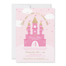 Party Einladungen | Rosa und goldenes Schloss