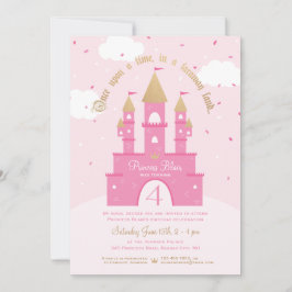 Party Einladungen | Rosa und goldenes Schloss