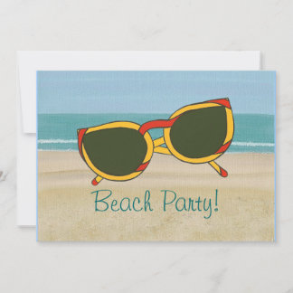 Party Einladungen, Sand, Ozean und Sonnenbrille Einladung