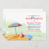 Party Einladungen Strand/Pool (Vorne/Hinten)