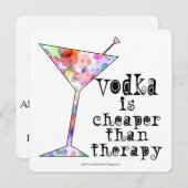 PARTY EINLADUNGEN, VODKA IST CHEAPER ALS THERAPIE EINLADUNG (Vorne/Hinten)