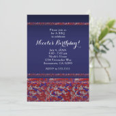 Party Einladungen von Red White & Blue Sparkle Seq (Stehend Vorderseite)