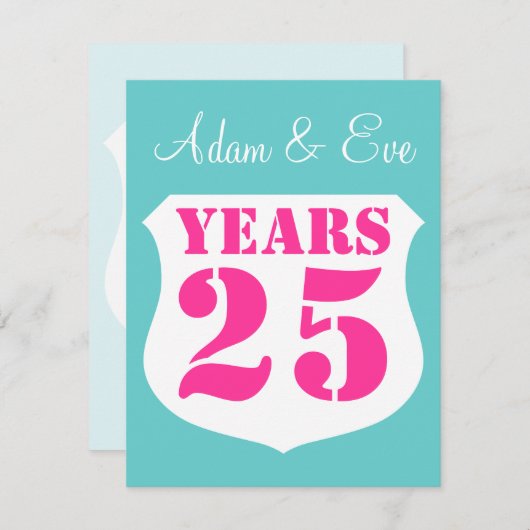 Party Einladungen zum 25. Hochzeitstag Moderne (Vorne/Hinten)