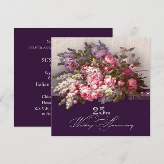 Party Einladungen zum 25. Mal zum Hochzeitstag (Vorne/Hinten)