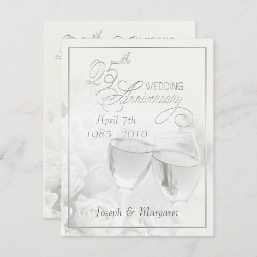 Party Einladungen zum 25. SilberJahrestag (Vorne/Hinten)