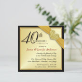 Party Einladungen zum 40. Jahrestag - Gold (Stehend Vorderseite)