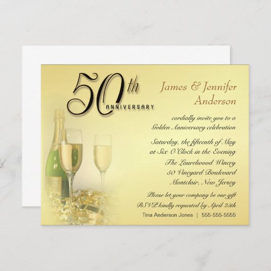 Party Einladungen zum 50. Goldenen Jahrestag (Vorne/Hinten)