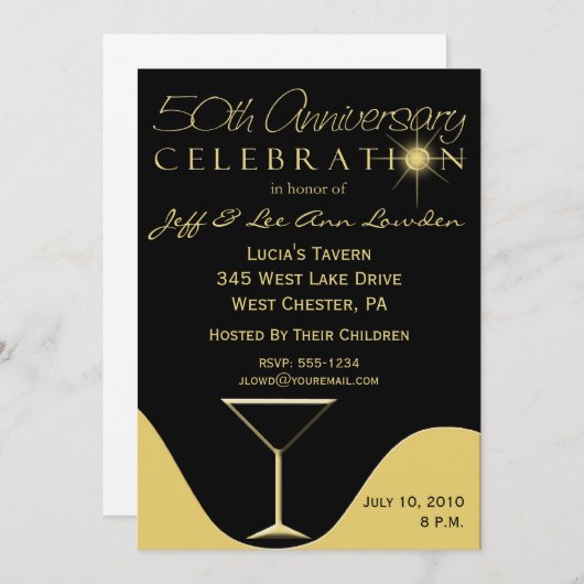 Party Einladungen zum 50. Jahrestag (Vorne/Hinten)