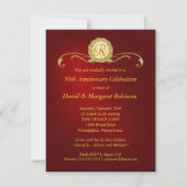 Party Einladungen zum 50. Jahrestag - Elegant Rot (Rückseite)