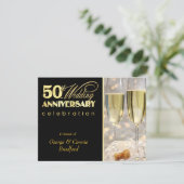 Party Einladungen zum 50. Jahrestag - Schwarzes Go (Stehend Vorderseite)