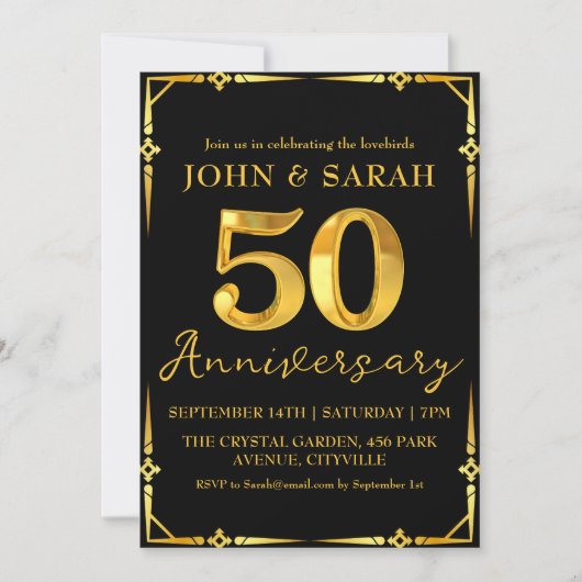 Party Einladungen zum 50-jährigen Bestehen in Schw (Vorderseite)