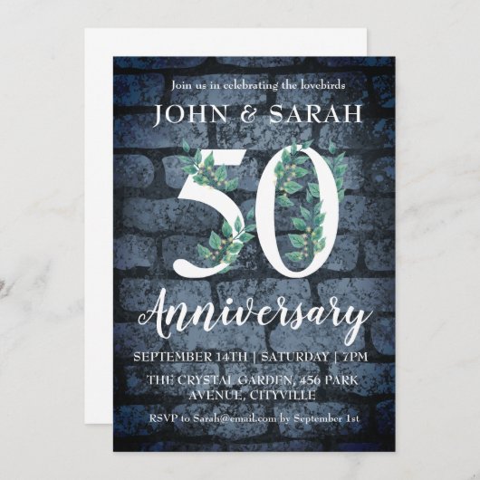Party Einladungen zum 50-jährigen Jubiläum (Vorne/Hinten)