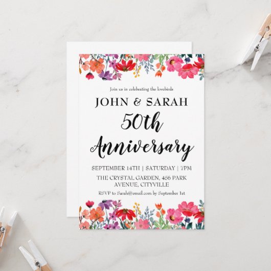 Party Einladungen zum 50-jährigen Jubiläum (Vorderseite/Rückseite Beispiel)