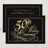 Party Einladungen zum 50. Jubiläum - Gold (Vorne/Hinten)