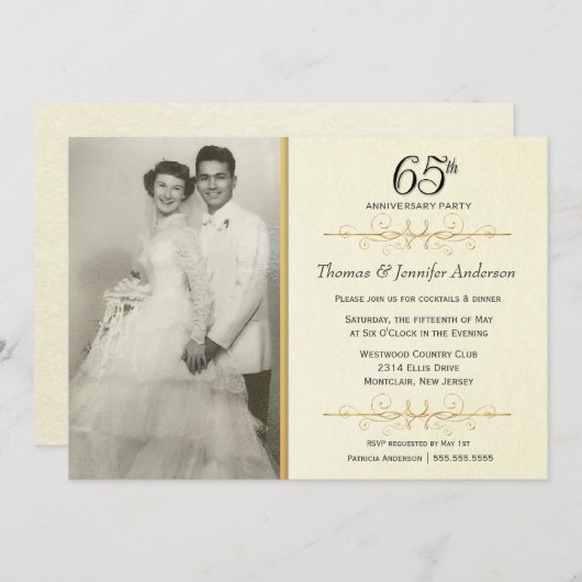 Party Einladungen zum 65. Hochzeitstag (Vorne/Hinten)