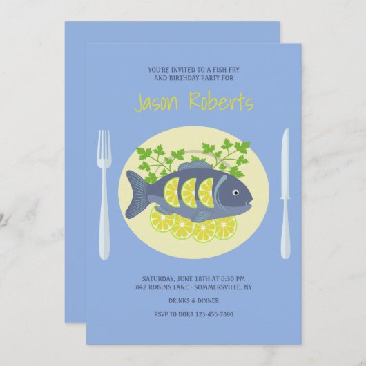 Party Einladungen zum Fischfang (Vorne/Hinten)