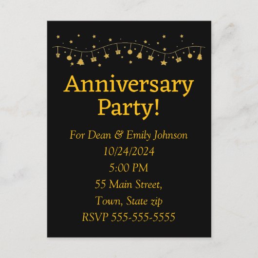 Party Einladungen zum Jahrestag (Vorderseite)