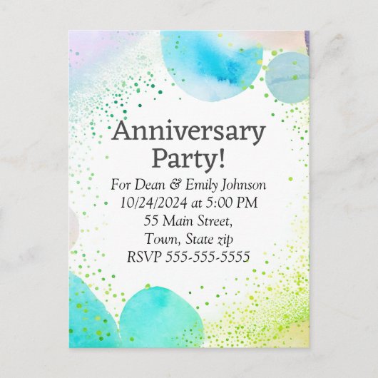 Party Einladungen zum Jahrestag (Vorderseite)