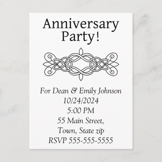 Party Einladungen zum Jahrestag (Vorderseite)