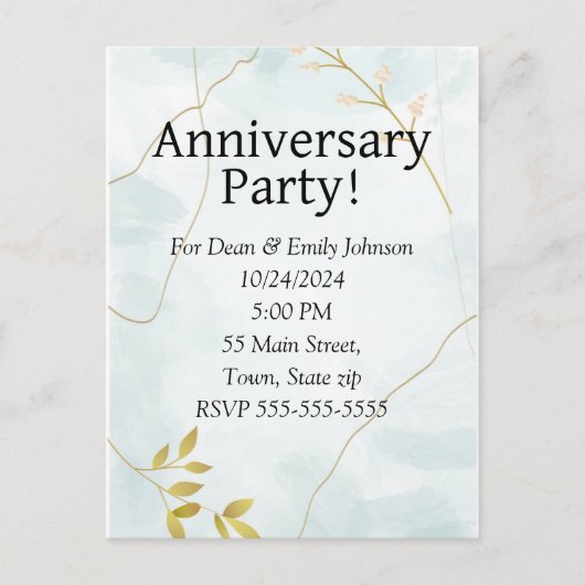 Party Einladungen zum Jahrestag (Vorderseite)