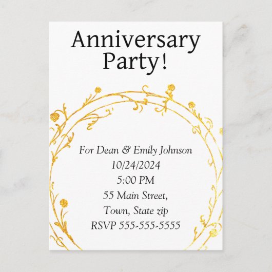 Party Einladungen zum Jahrestag (Vorderseite)