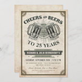 Party Einladungen zum Jahrestag | Cheers & Beers (Vorne/Hinten)