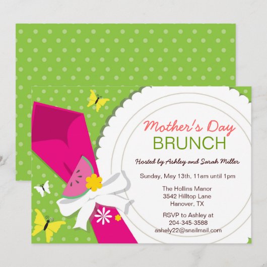 Party Einladungen zum Muttertag (Vorne/Hinten)