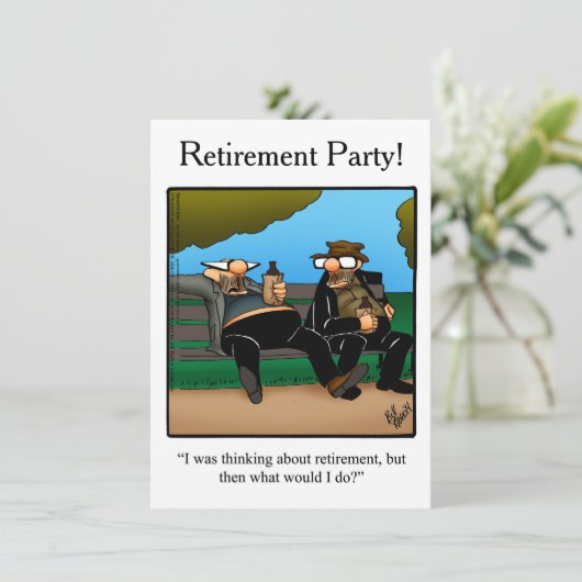 Party Einladungen zum Spaß von Rentenansprüchen (Stehend Vorderseite)