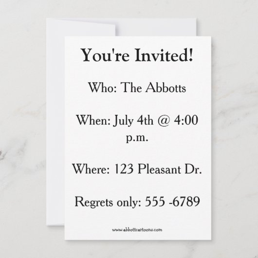 Party Einladungen zum Unabhängigkeitstag Spaß (Rückseite)