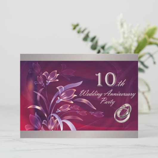 Party Einladungen zum zehnten Hochzeitstag (Stehend Vorderseite)