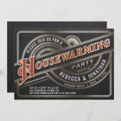 Party Einladungen zur Erwärmung des Hauses - Retro (Vorne/Hinten)