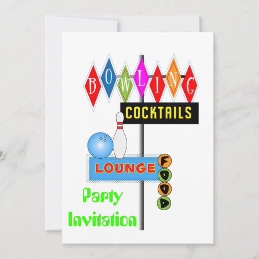 Party Einladungs-80er-Party-Bowling des 80ers Einladung (Vorderseite)
