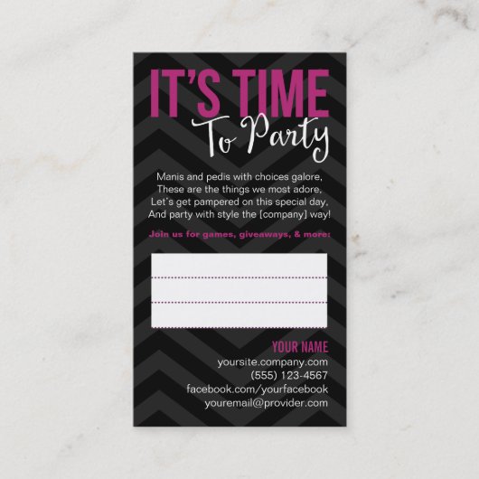 Party Einladungs-Geschäfts-Karten Visitenkarte (Vorderseite)