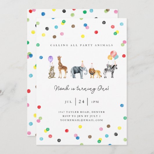 Party Einladungskarte zum Geburtstag Einladung (Vorne/Hinten)