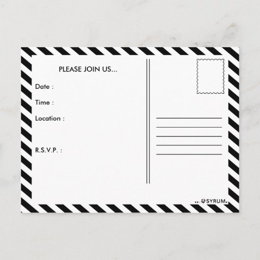 Party Einladungspostkarte (Rückseite)