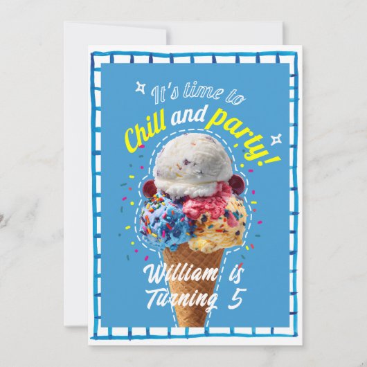 Party Eiscreme Geburtstag Einladung (Vorderseite)