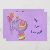 Party-Elefant-Einladung Einladung (Vorne/Hinten)