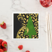 Party-Elegante in Gold Schwarz und Grün Serviette (Beispiel)