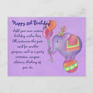 Party Elephant Post Card Einladungspostkarte
