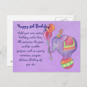 Party Elephant Post Card Einladungspostkarte (Vorne/Hinten)