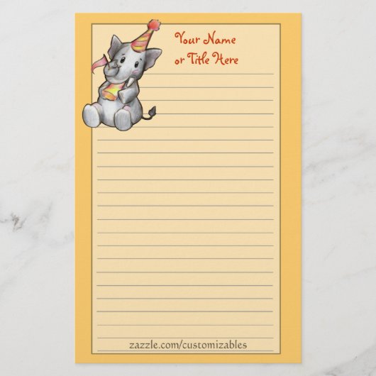 Party Elephant Stationery Briefpapier (Vorderseite)