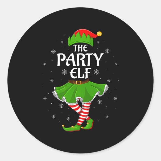 Party Elf Christmas Family Girls Women Elf Squad X Runder Aufkleber (Vorderseite)