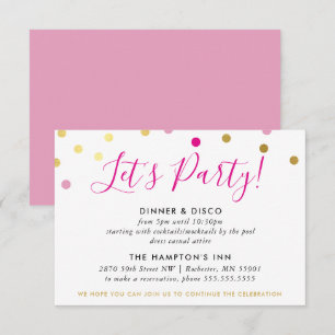 PARTY EMPFANG INFO glam conetti Spot Gold pink Einladung