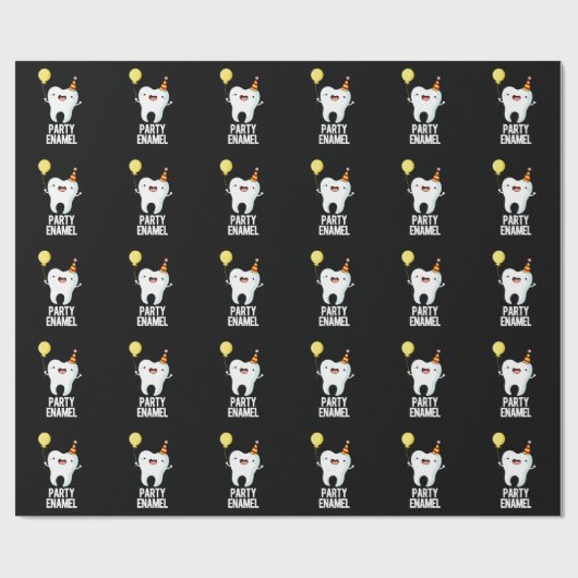 Party Enamel Funny Tooth Pun Dark BG Geschenkpapier (Flach)