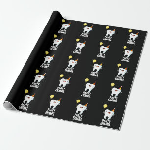 Party Enamel Funny Tooth Pun Dark BG Geschenkpapier